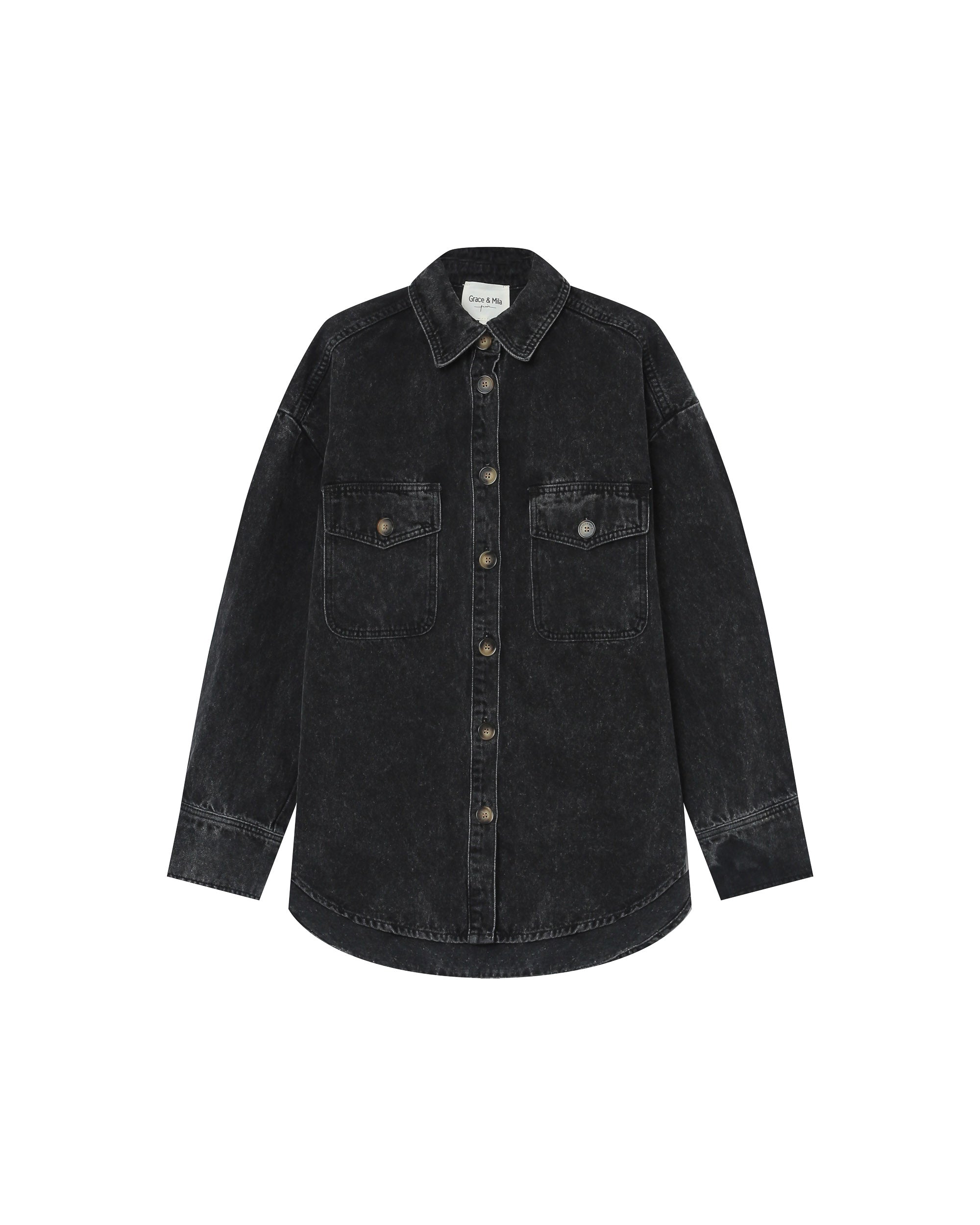 Surchemise oversize black washed Sydney