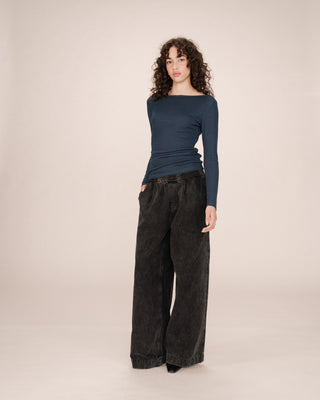 Boat neck top petroleum blue Stanley