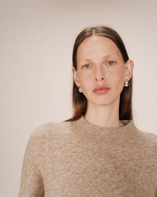 Pull col montant greige Salty