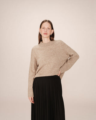 Pull col montant greige Salty