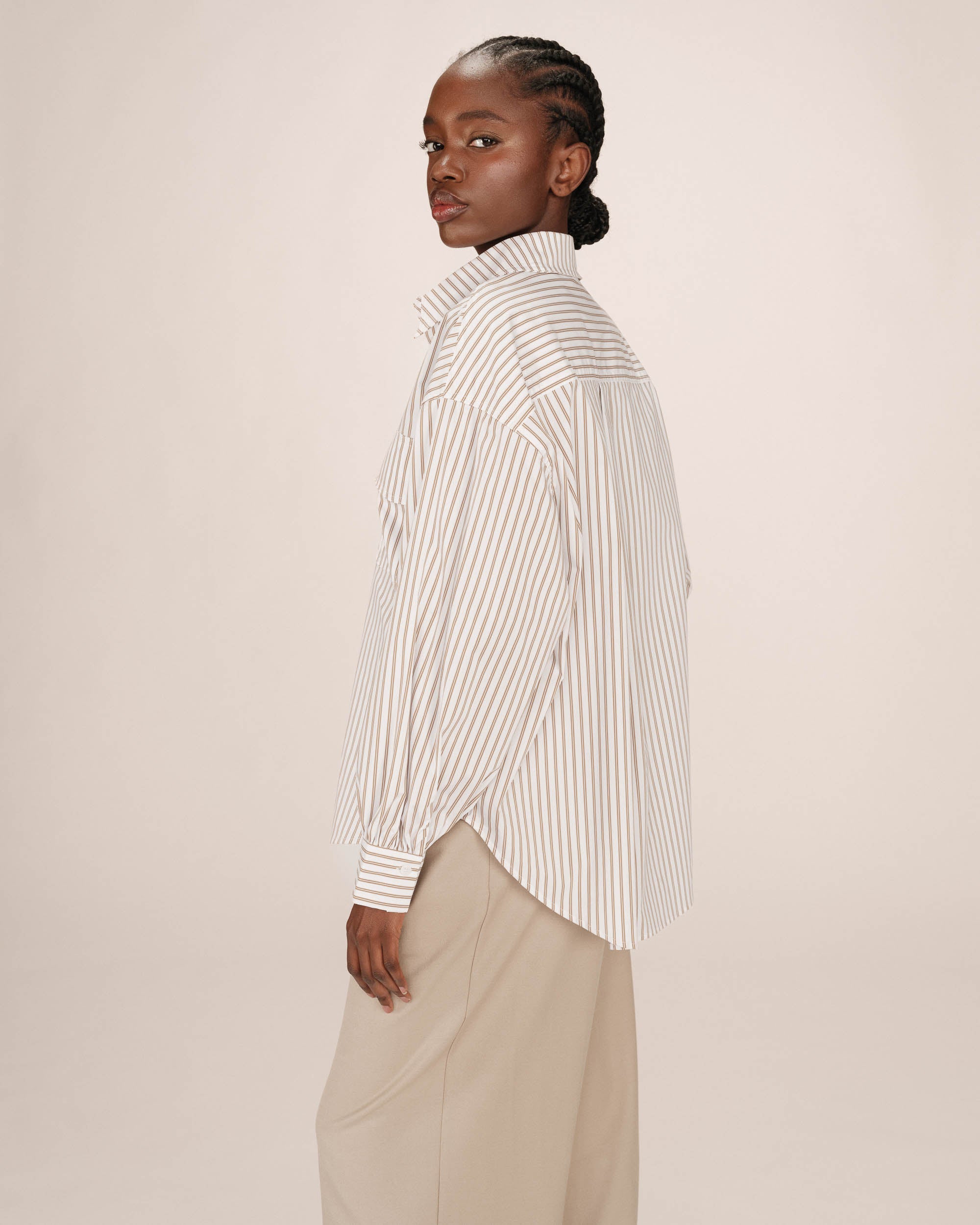 Striped shirt greige Sorbet