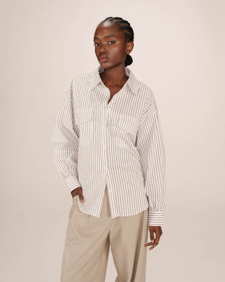 Striped shirt greige Sorbet