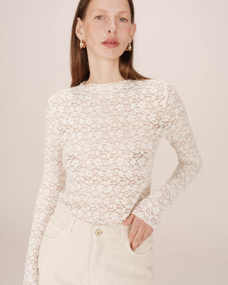 Sheer lace top ecru Shady