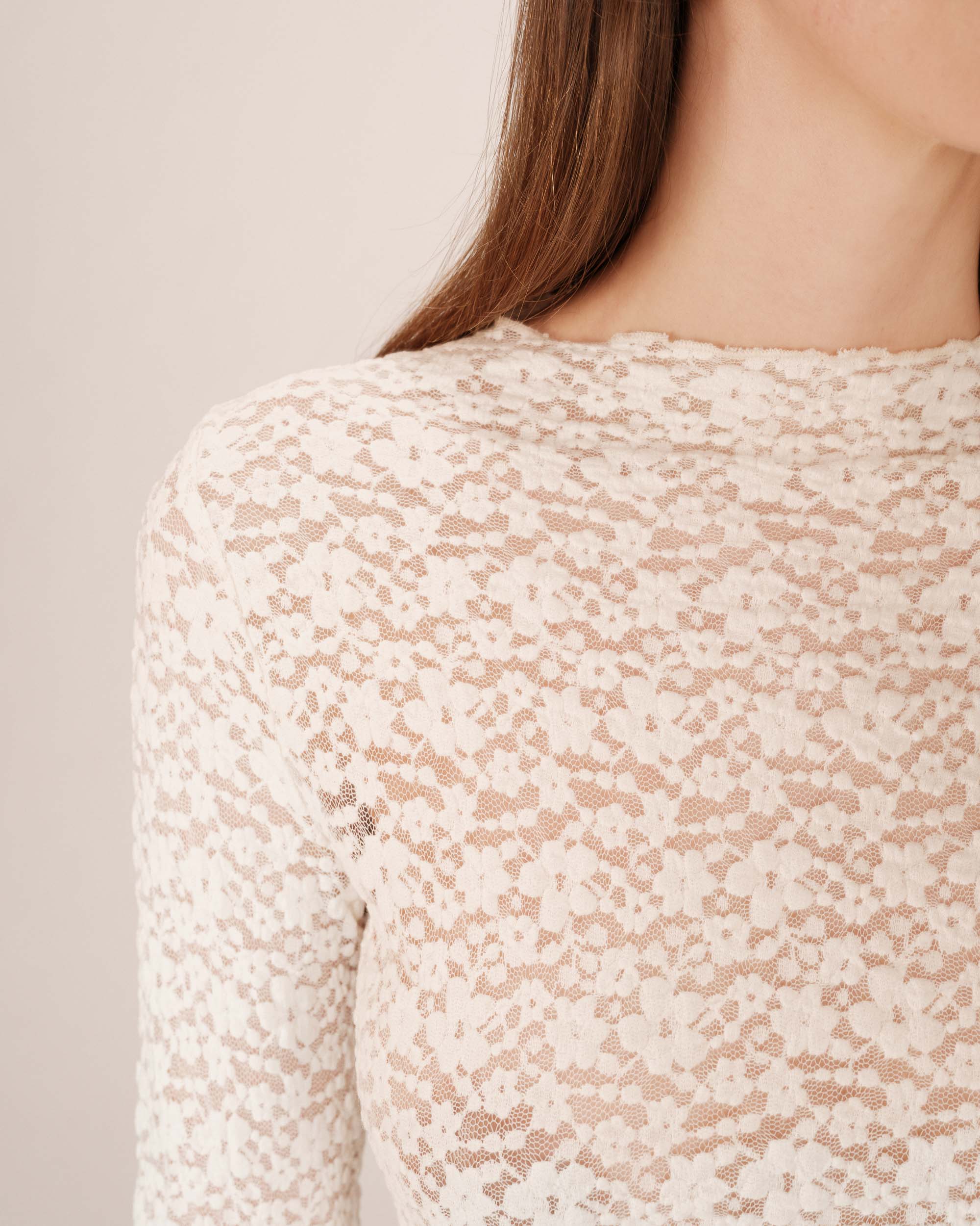 Sheer lace top ecru Shady