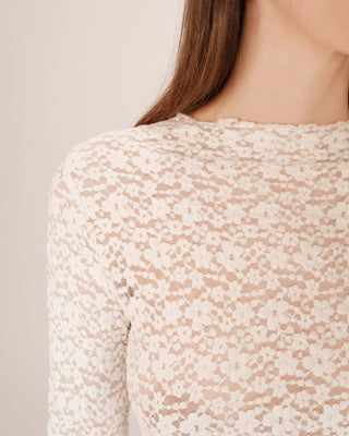 Sheer lace top ecru Shady