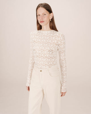 Sheer lace top ecru Shady