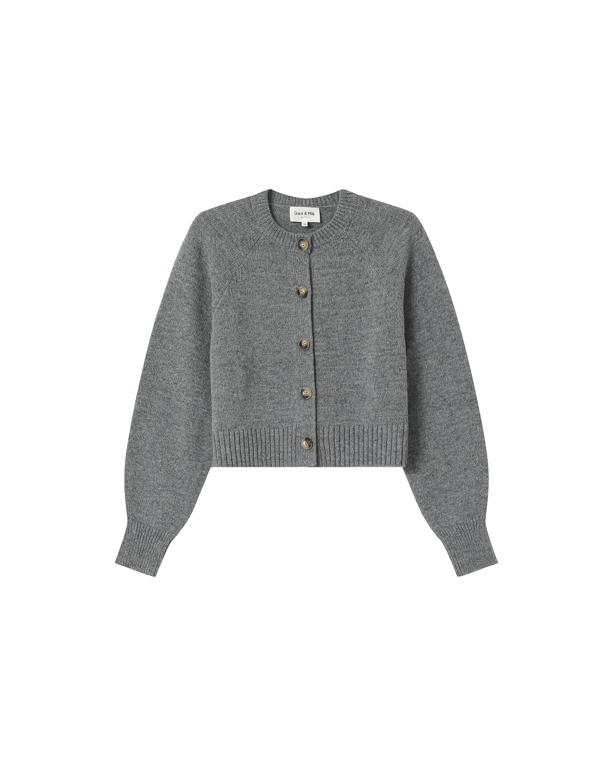 Cardigan boutonne en laine gris Sanders