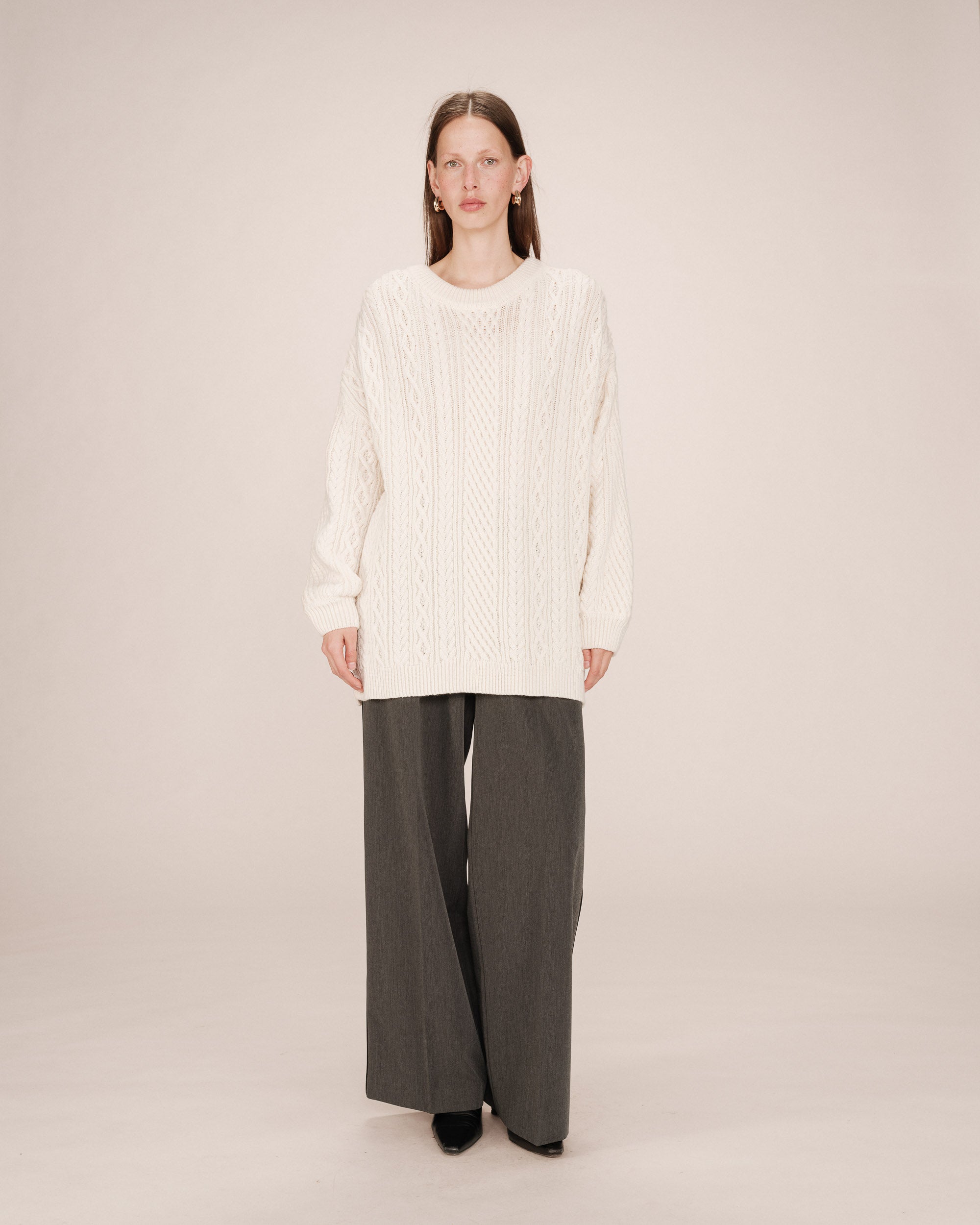 Oversized wool sweater ecru Saverio