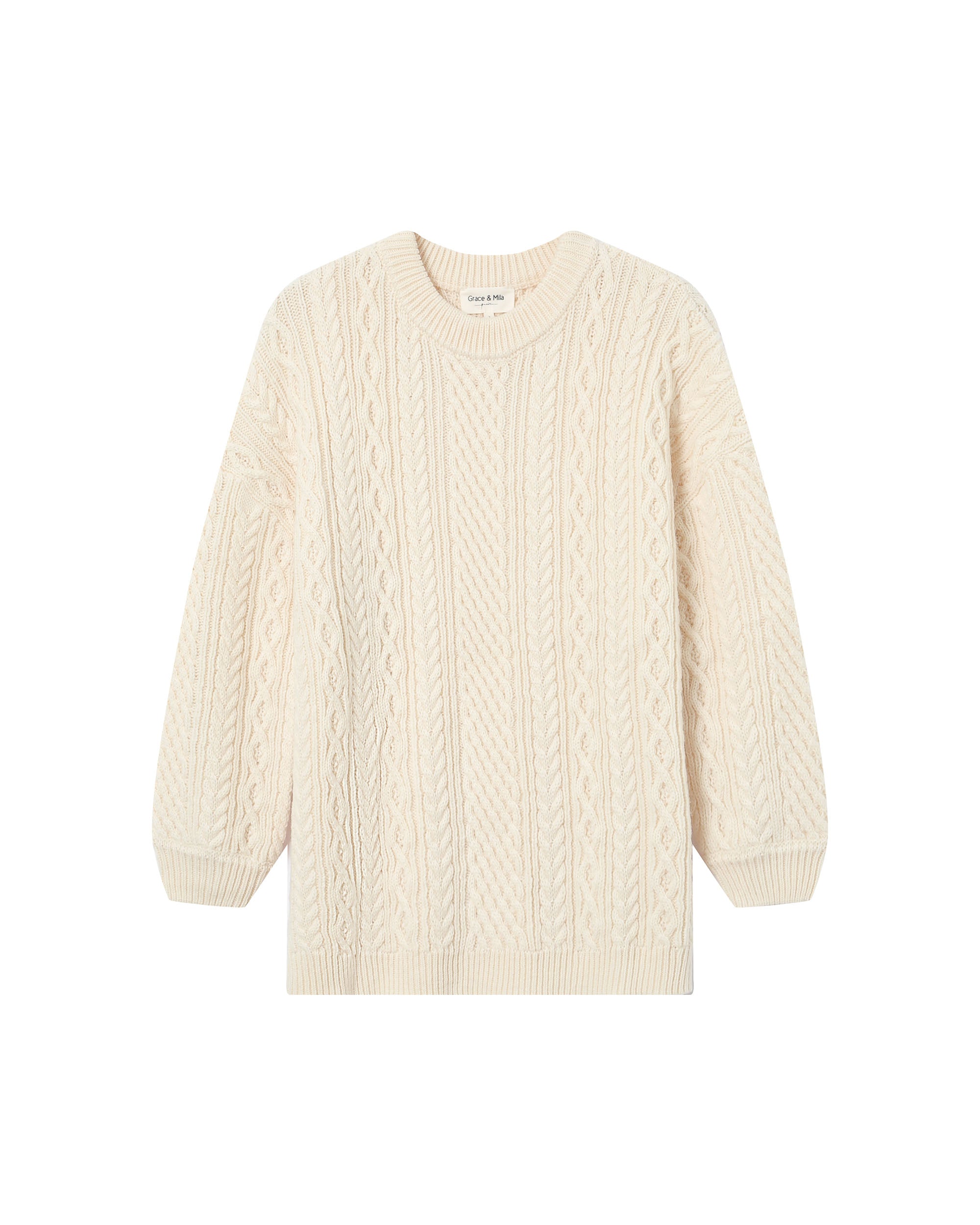 Oversized wool sweater ecru Saverio