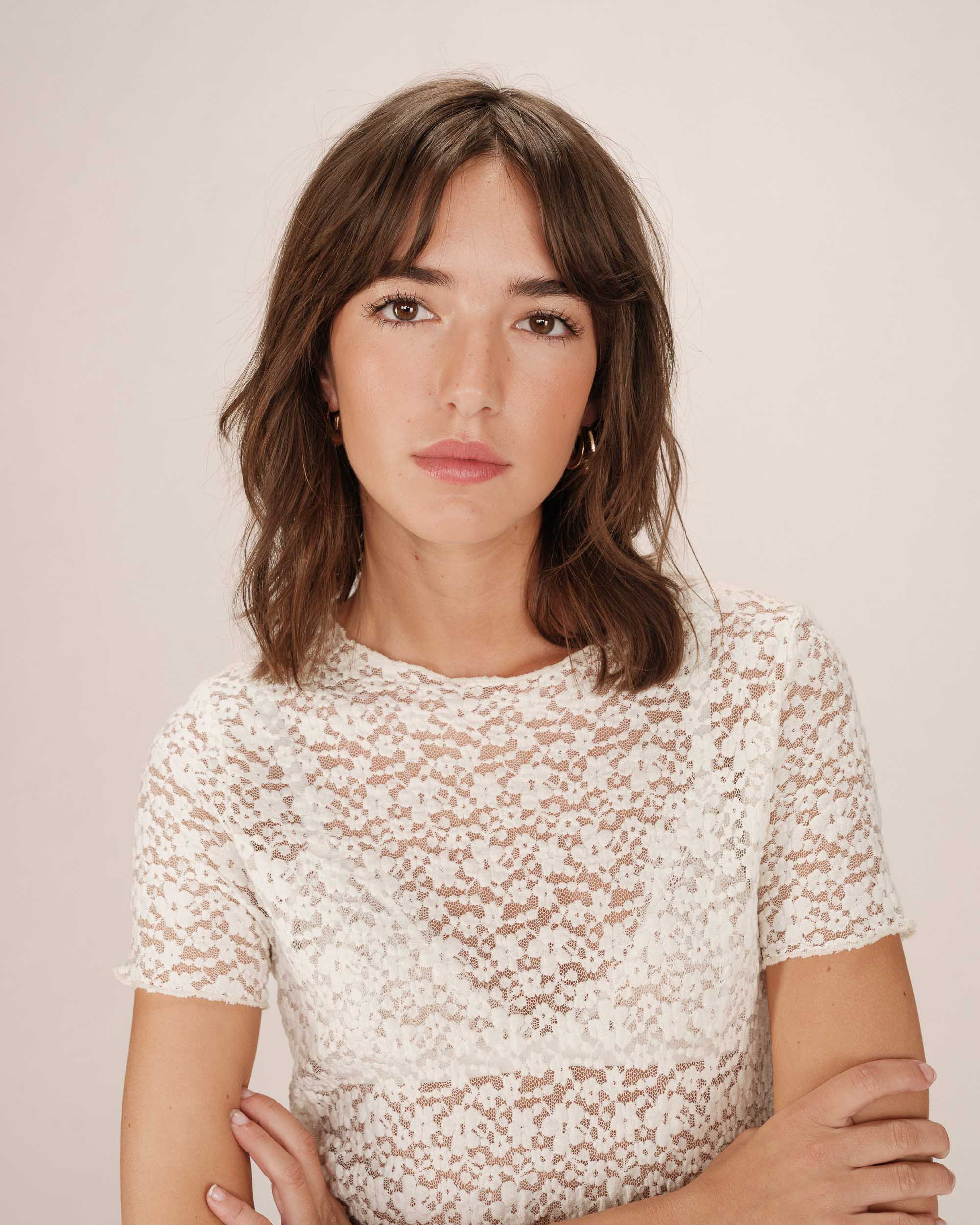 T-shirt dentelle transparent ecru Swift