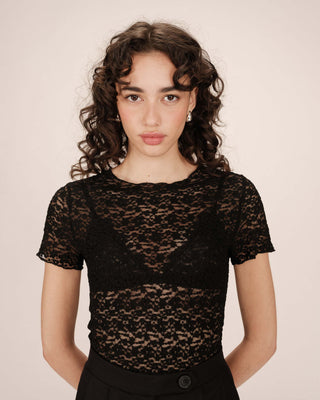 T-shirt dentelle transparent noir Swift