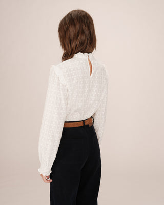 Blouse à volants ivoire Seduisante