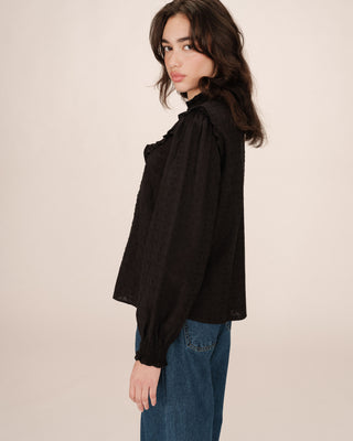 Ruffled blouse black Seduisante