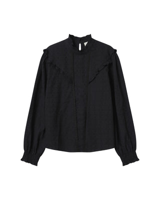 Ruffled blouse black Seduisante