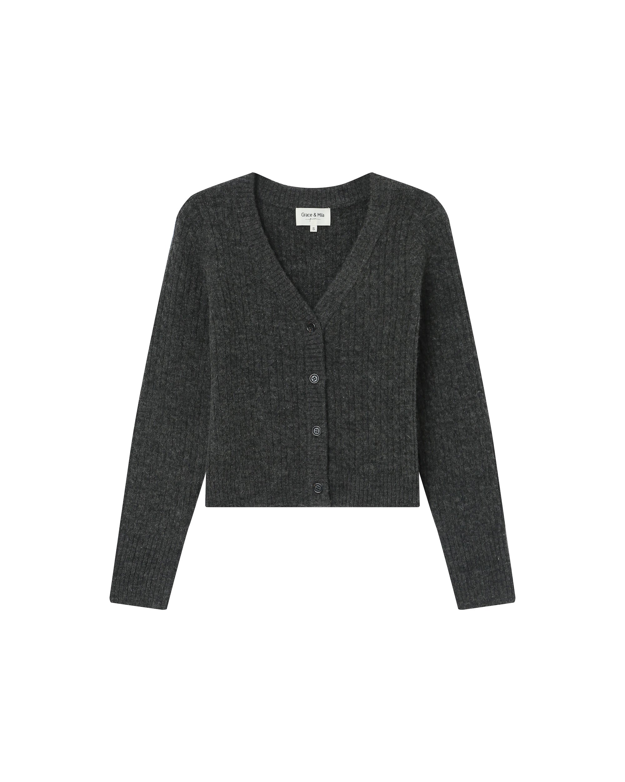 Cardigan tricote anthracite Samso