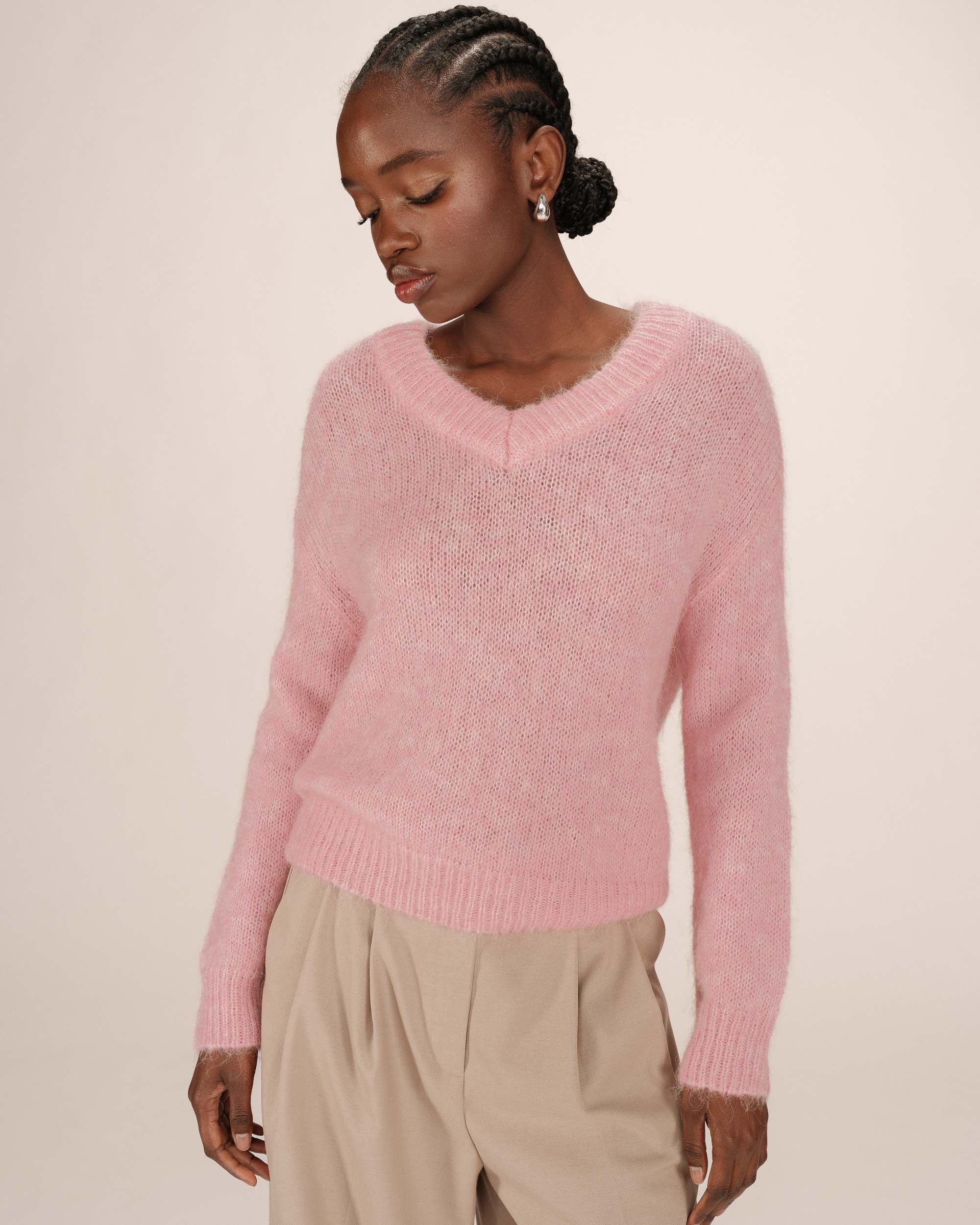 Alpaca wool sweater pink crystal Sabado