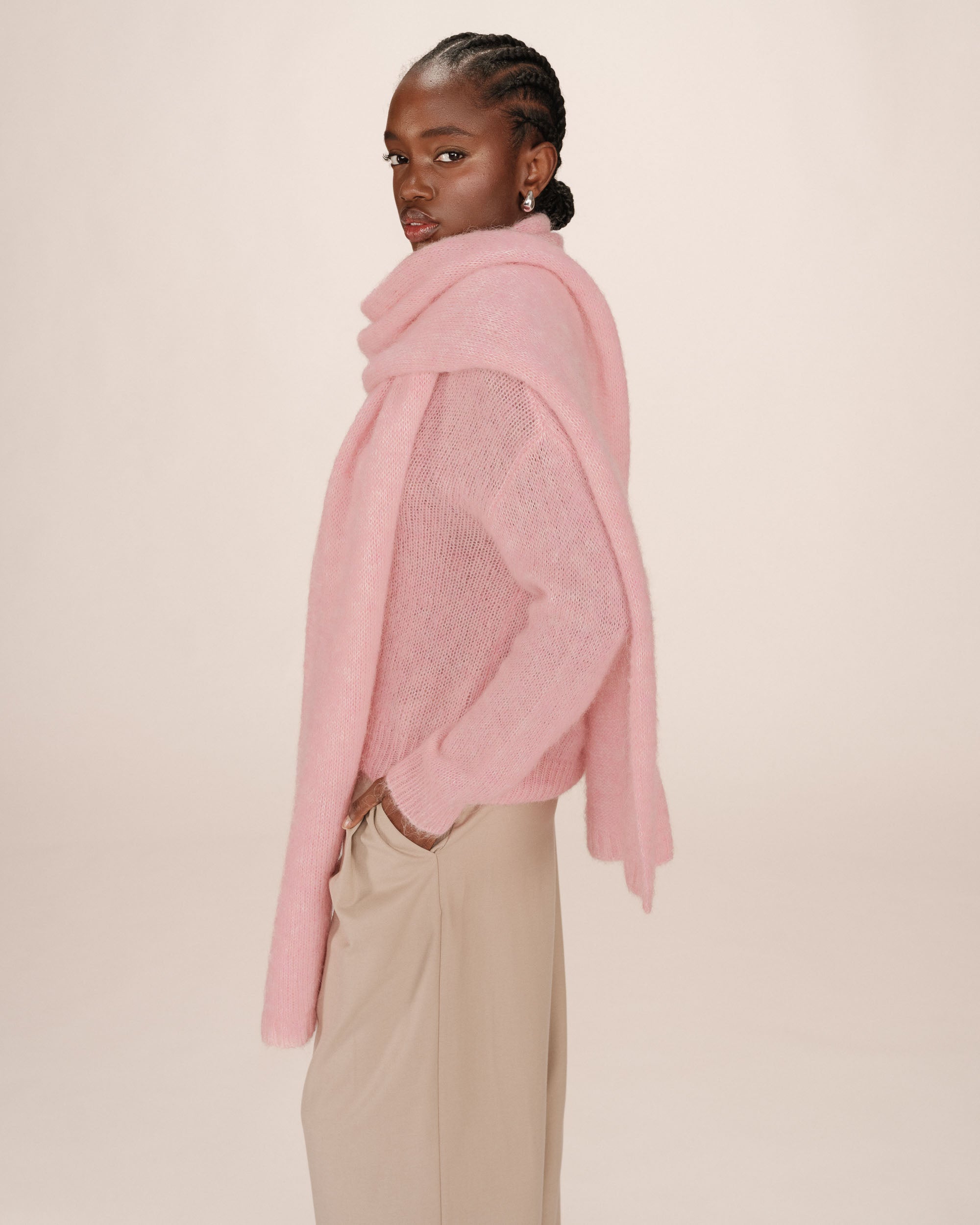 Alpaca wool sweater pink crystal Sabado