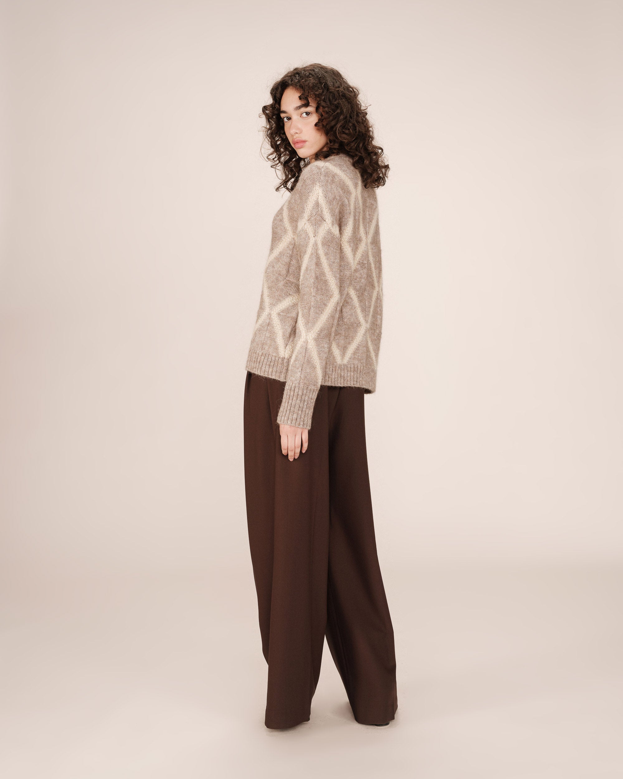 Wool patterned sweater greige Salinger