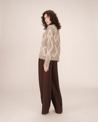 Wool patterned sweater greige Salinger