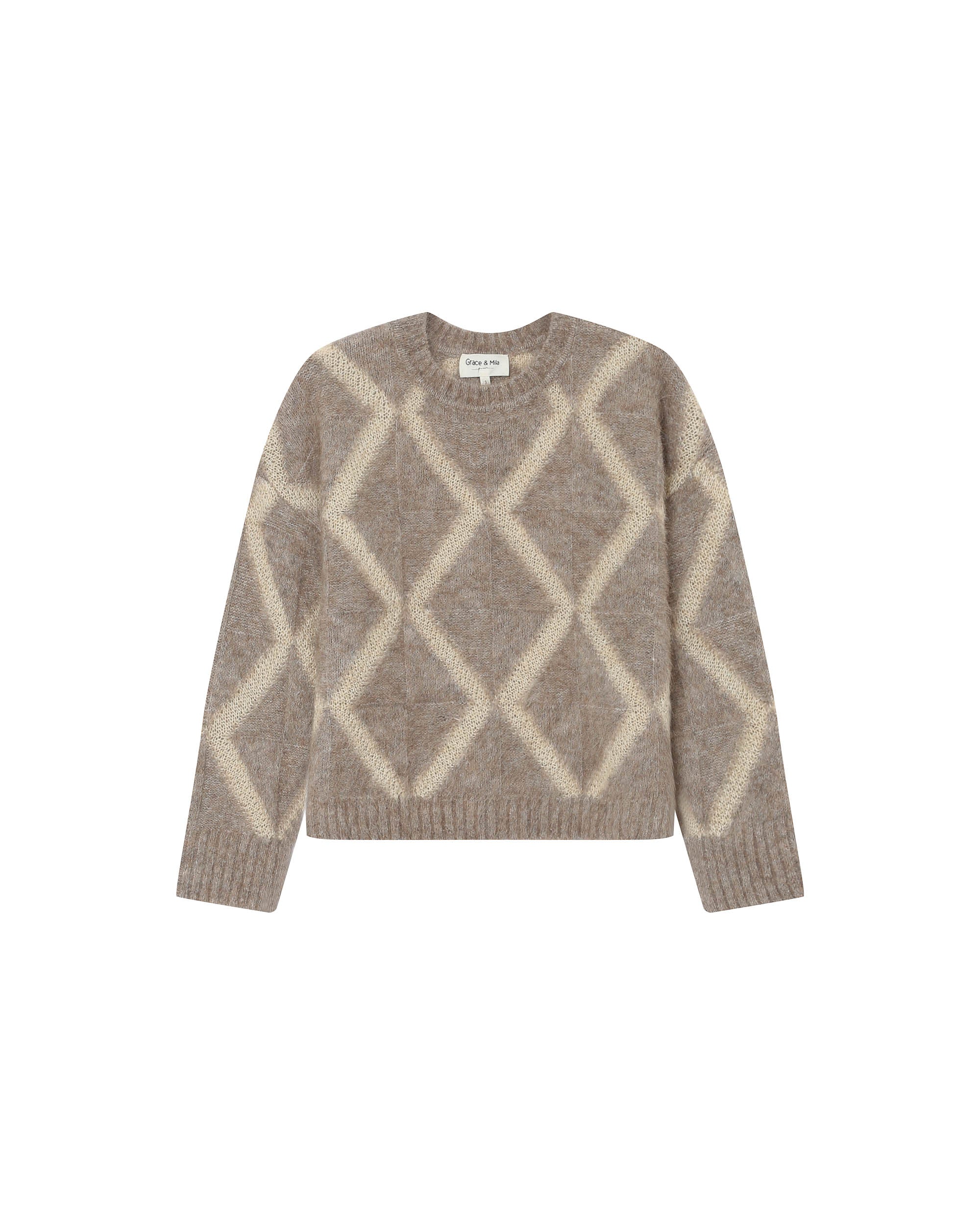 Wool patterned sweater greige Salinger