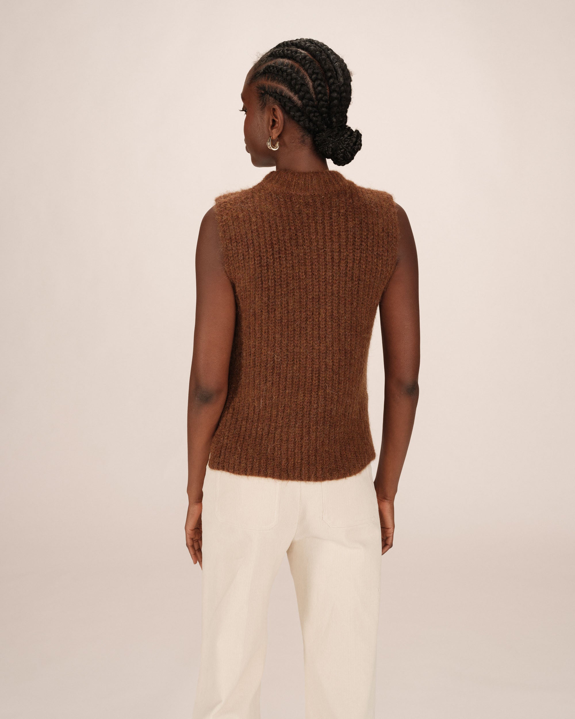 Pull laine et alpaga acajou Sablon