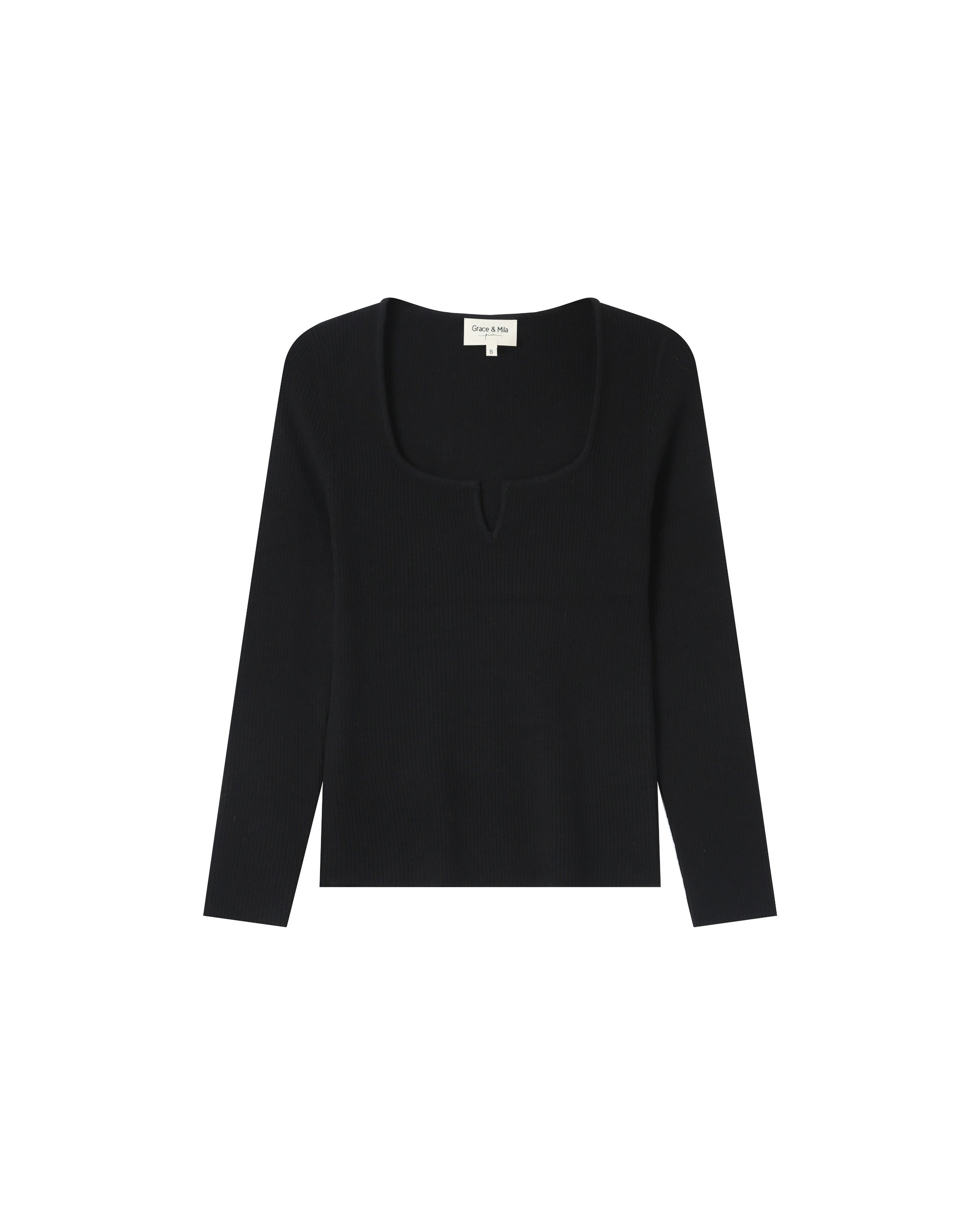 Split neck sweater black Salem