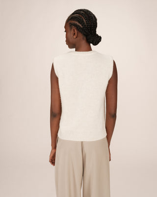Sleeveless sweater ecru Say