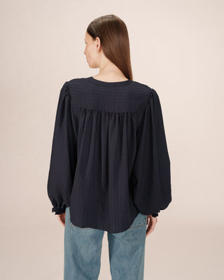 Tie-neck blouse navy Serinda