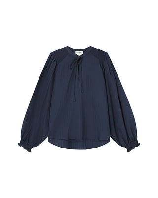 Tie-neck blouse navy Serinda