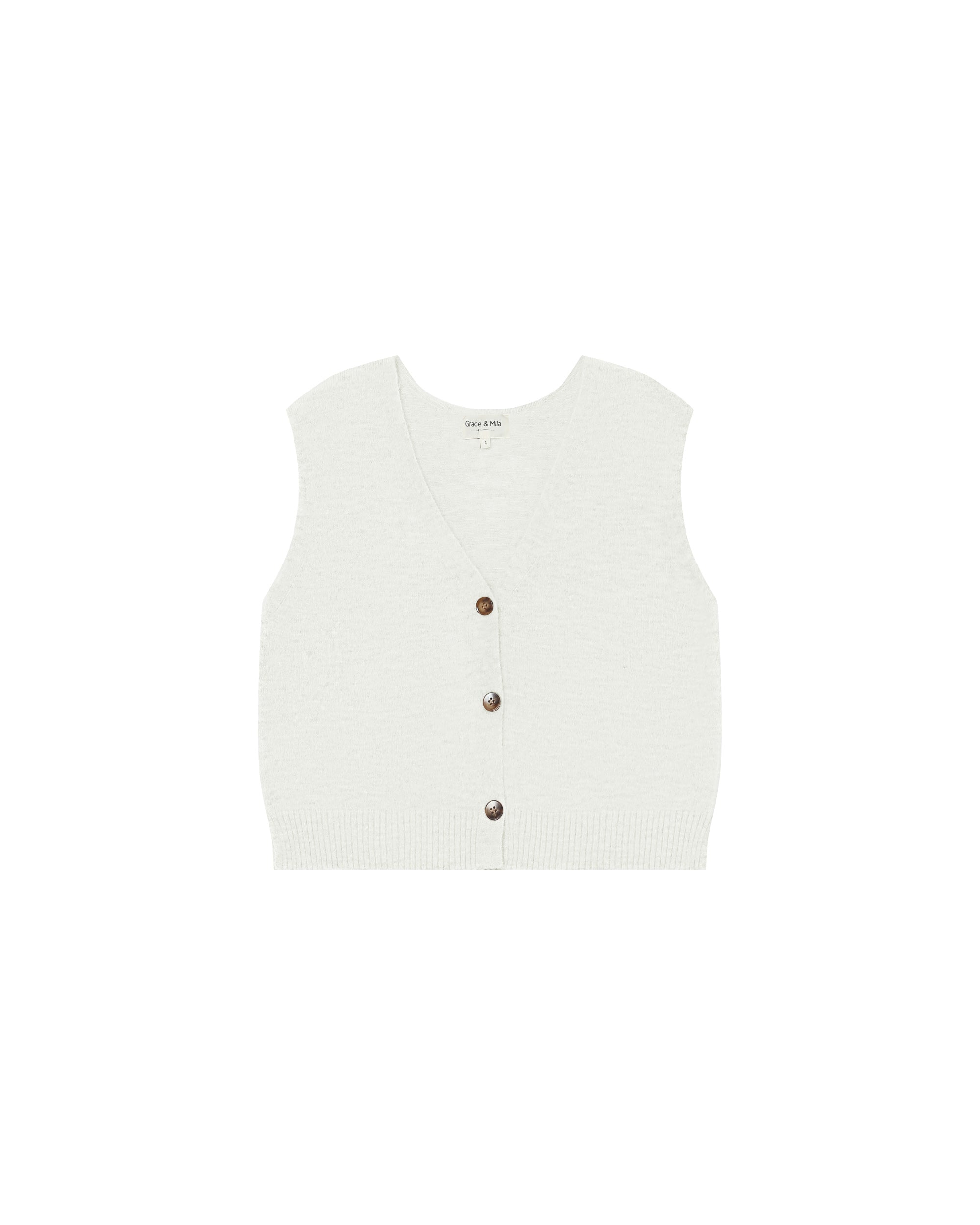 Sleeveless cardigan ivoire Santa