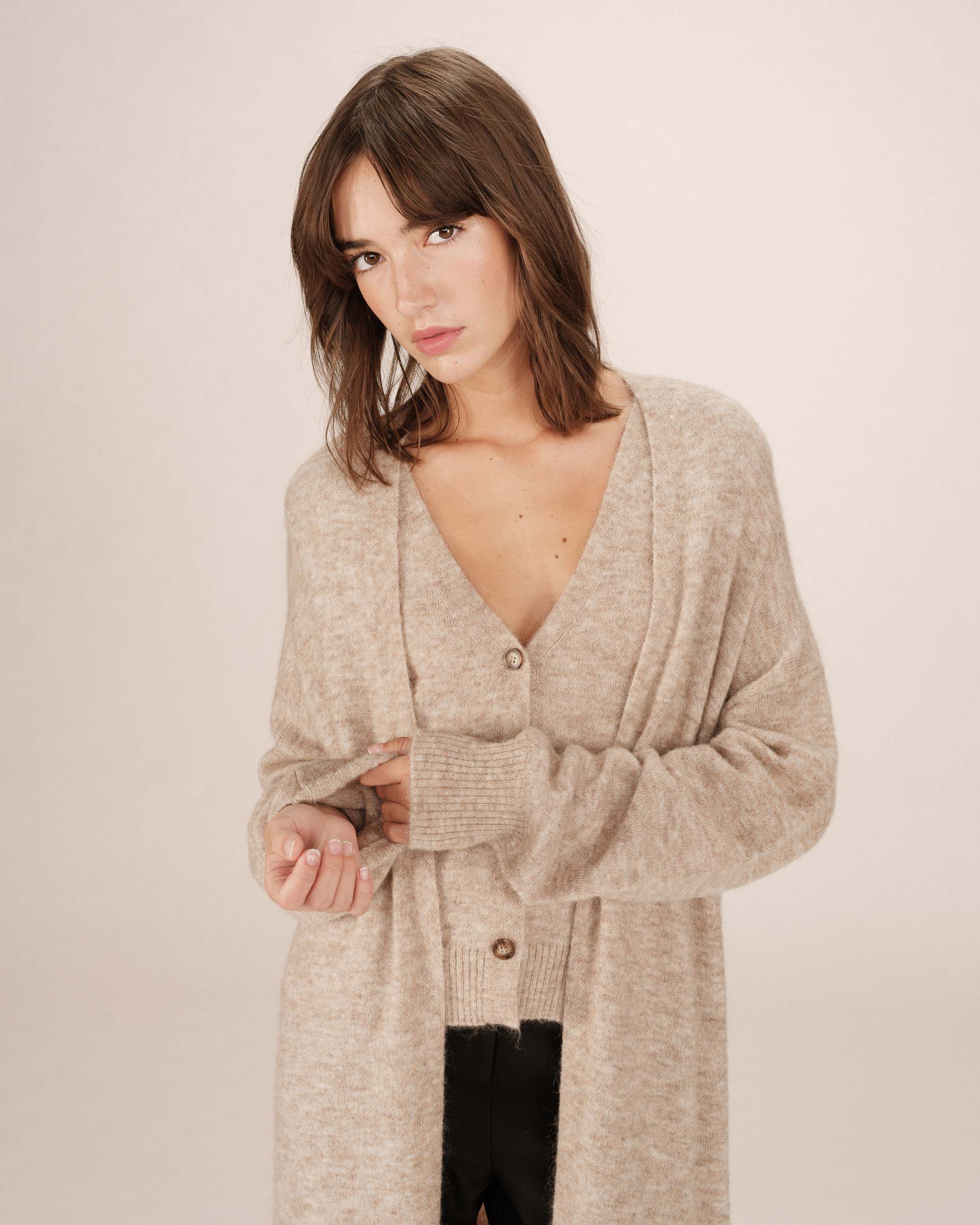 Cardigan long beige Santiago