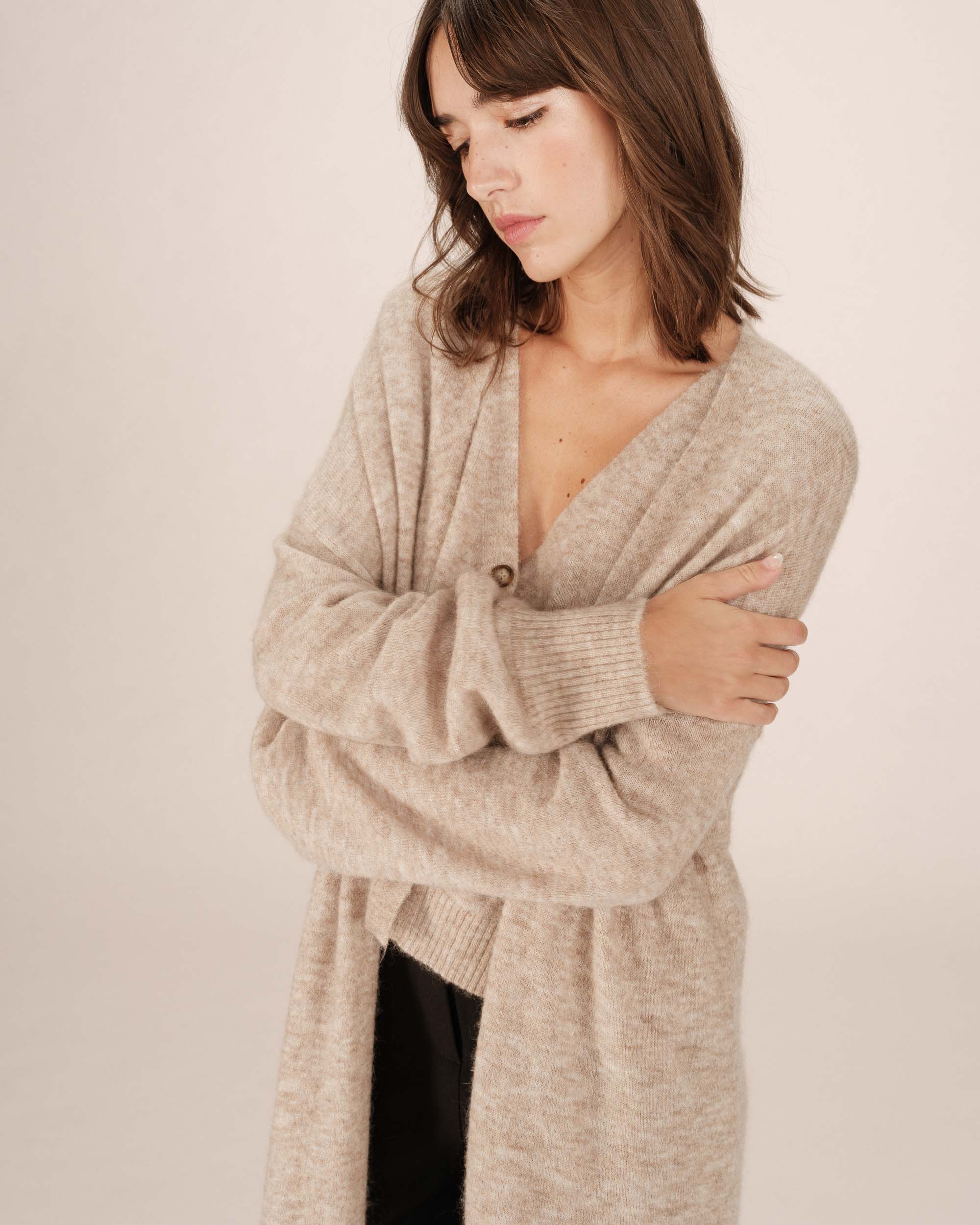 Cardigan long beige Santiago