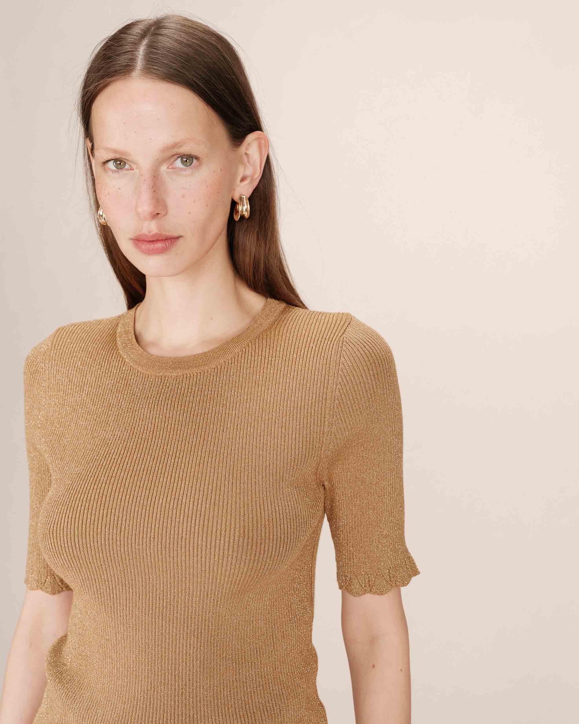 Pull en lurex ocre Saturne