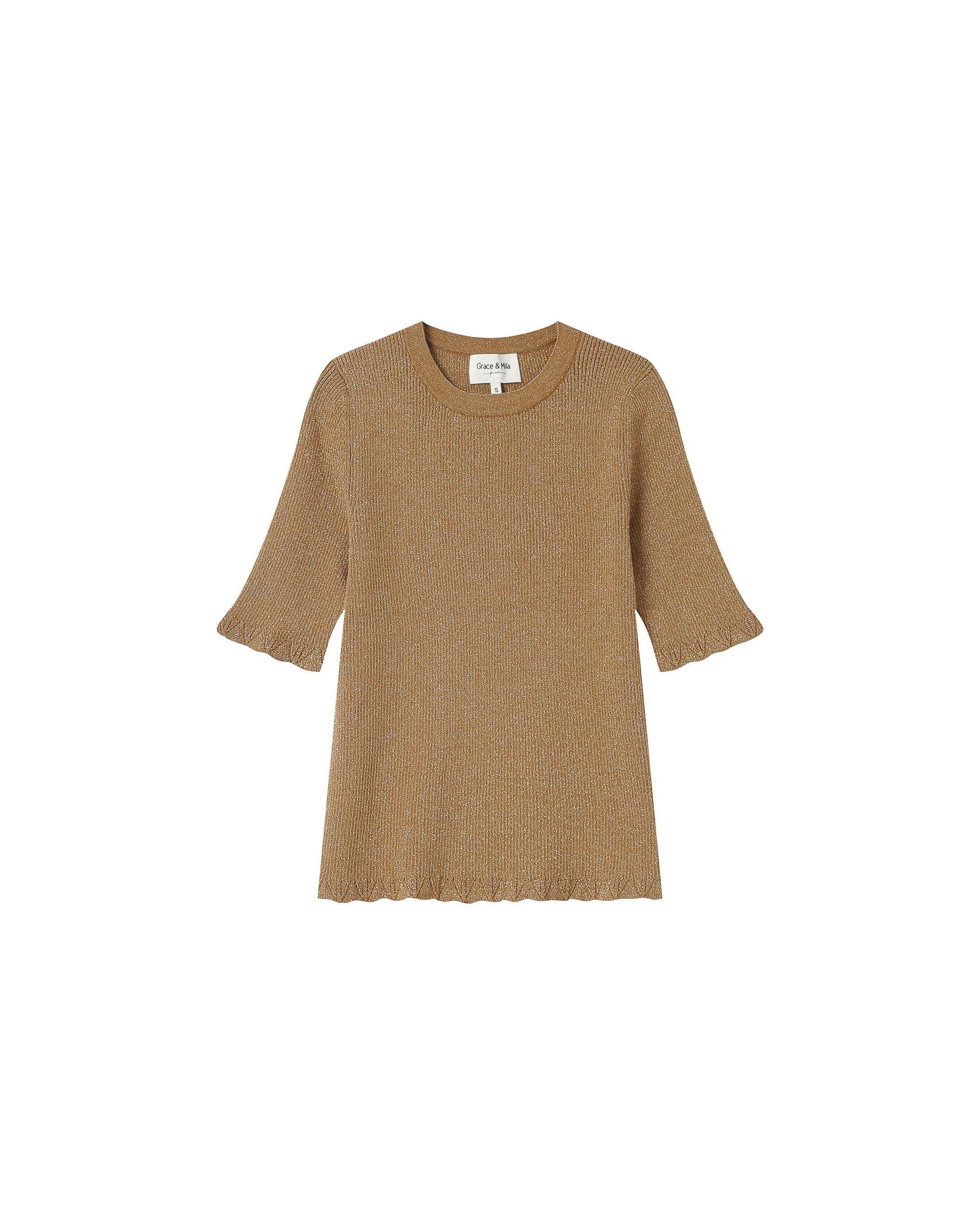 Pull en lurex ocre Saturne