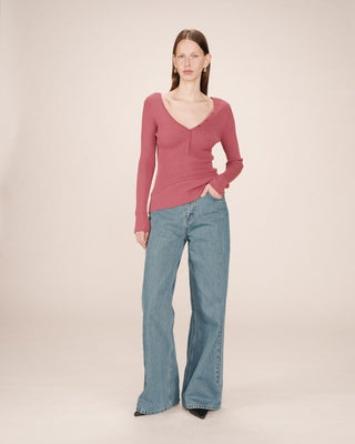 Fine knit sweater terracotta Saturnin