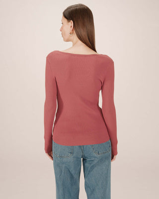 Fine knit sweater terracotta Saturnin