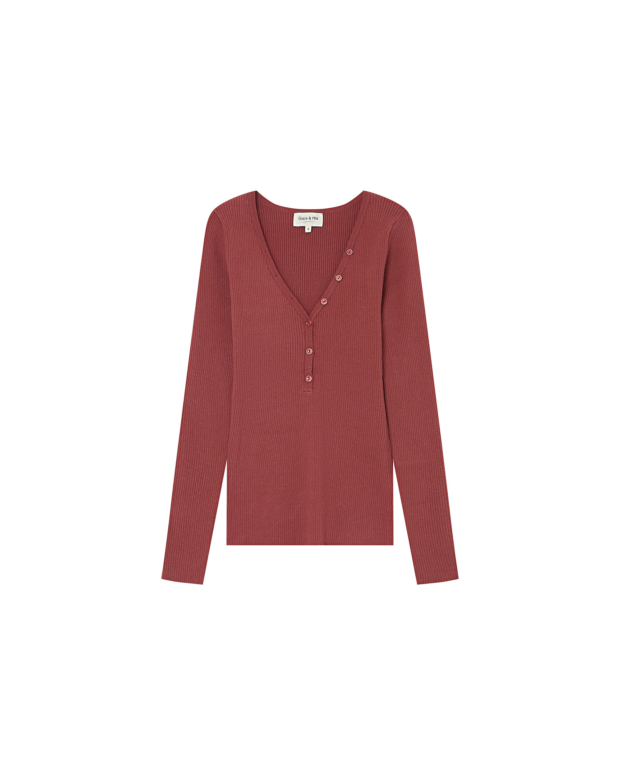 Fine knit sweater terracotta Saturnin