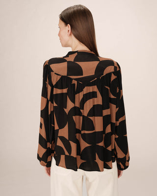 Two-tone print blouse chocolatee Sorpresa