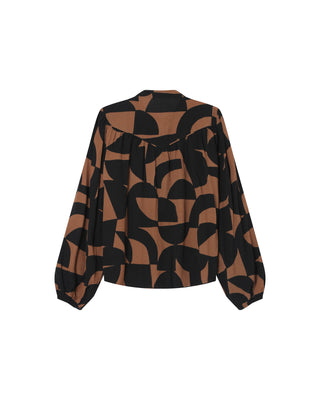 Two-tone print blouse chocolatee Sorpresa