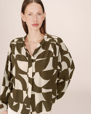 Two-tone print blouse olive Sorpresa