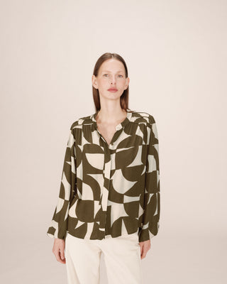 Two-tone print blouse olive Sorpresa