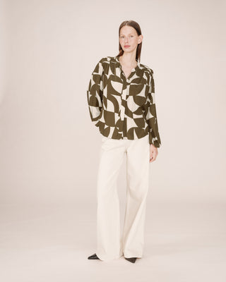 Two-tone print blouse olive Sorpresa