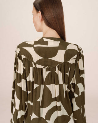 Two-tone print blouse olive Sorpresa