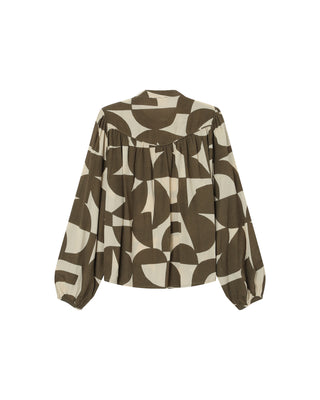 Two-tone print blouse olive Sorpresa