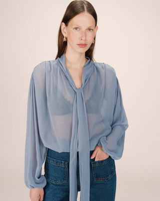 Tie-neck blouse blueberry Splendide