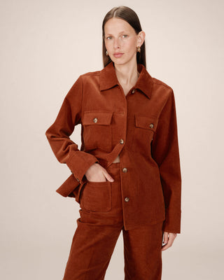 Corduroy overshirt brick Special