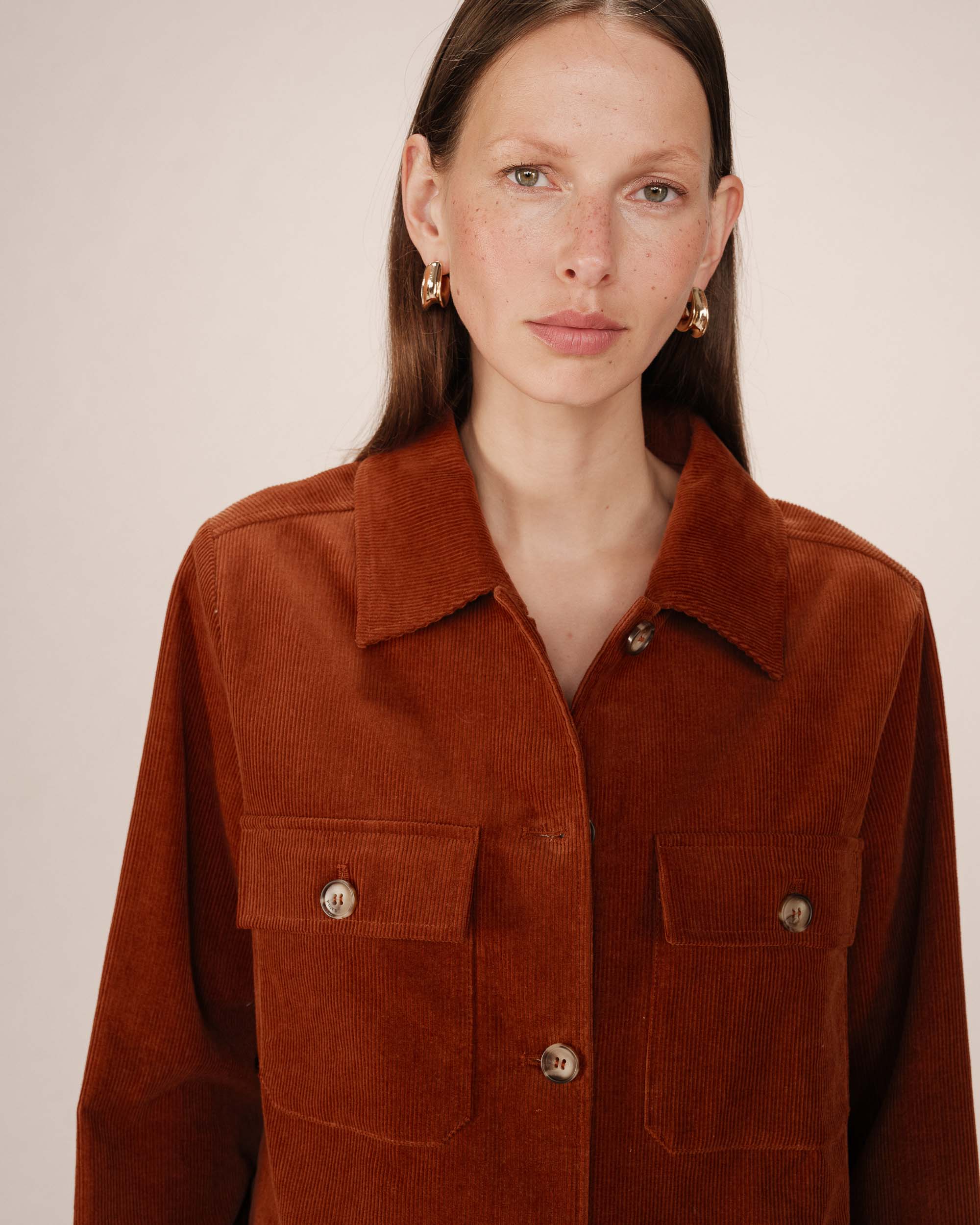 Corduroy overshirt brick Special