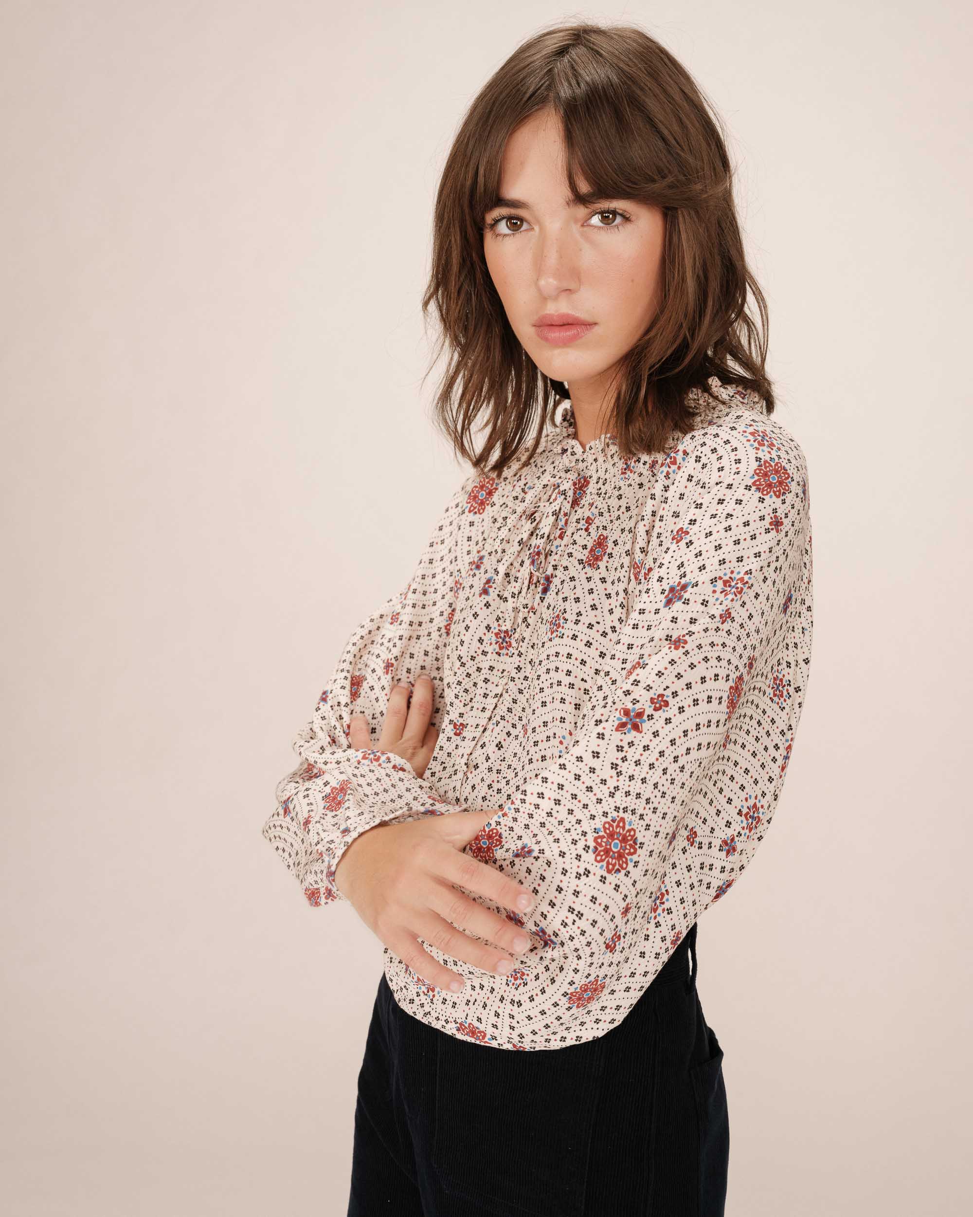 Printed blouse ecru Scarlett