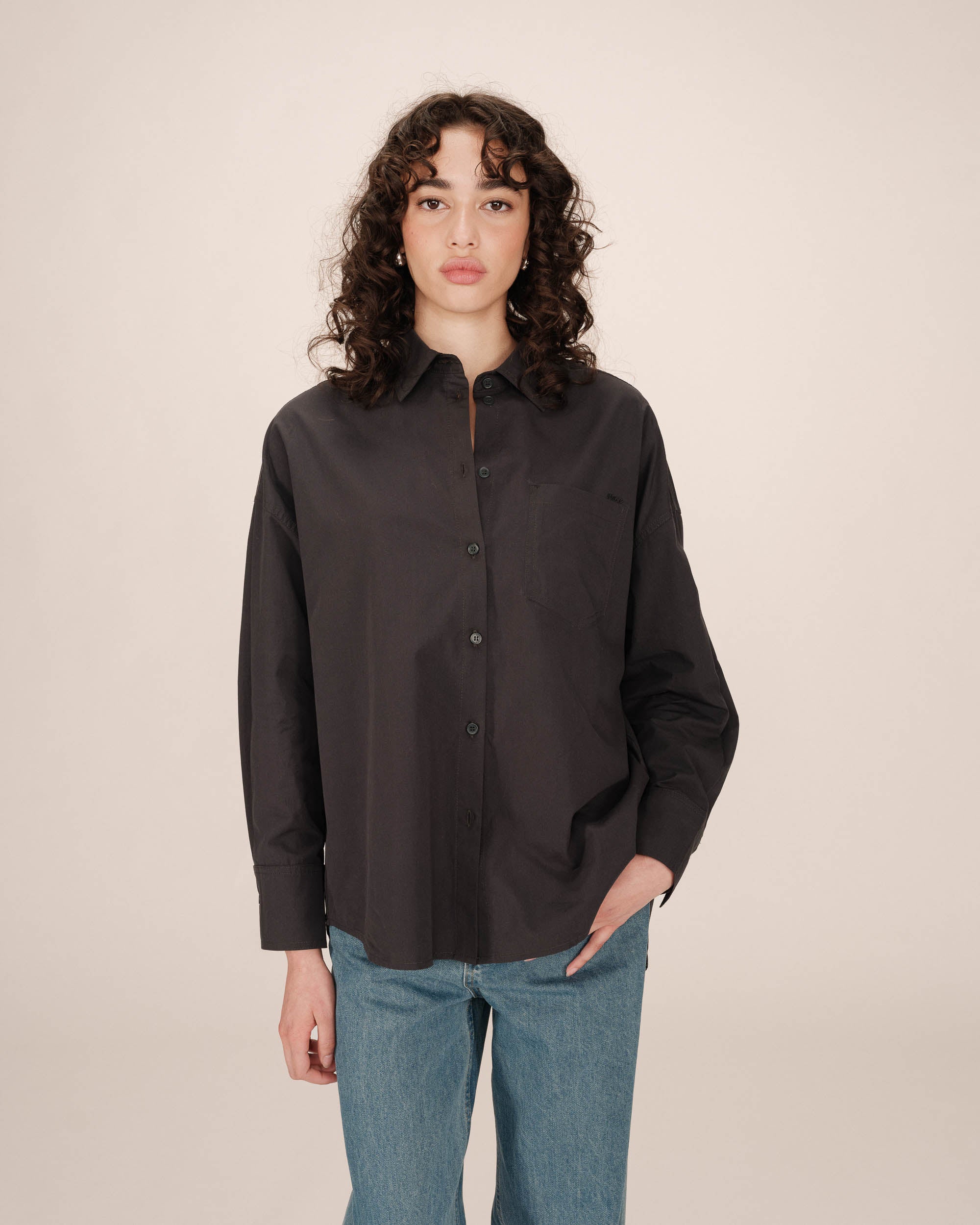 Oversized cotton shirt carbon Sira