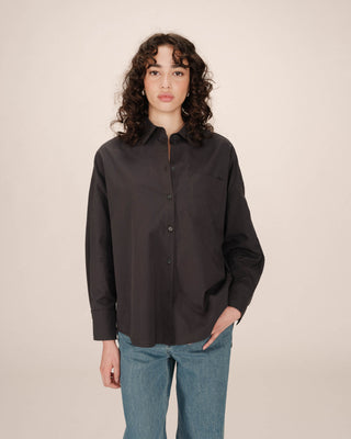 Oversized cotton shirt carbon Sira